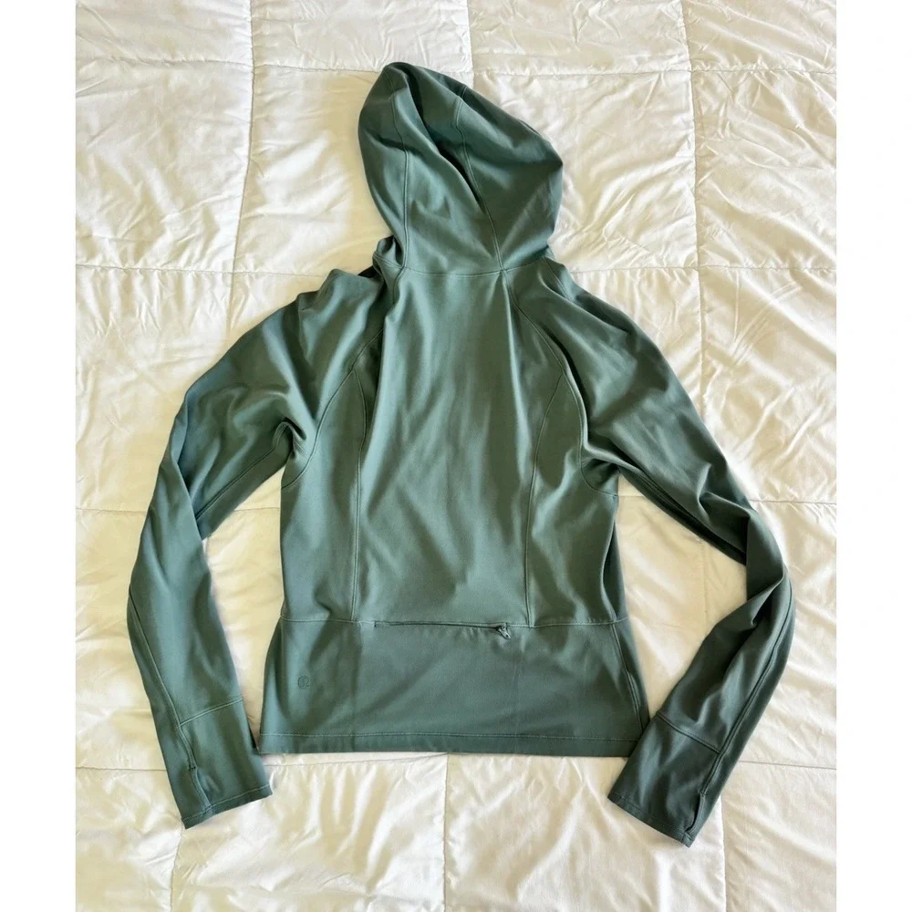 Lululemon Move With Ease Jacket Mystic Green Size 10 Hoodie Thumb Holes EUC - Picture 6 of 11